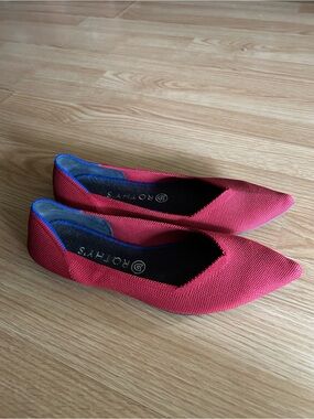 ROTHY’S Red Knit Fabric Pointed Flats Size 11